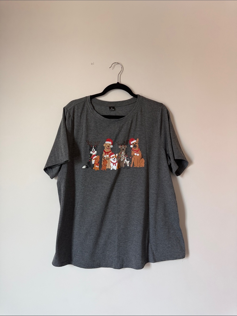 Graphic Tee with Festive Dogs